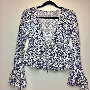Urban Outfitters Kimchi Blue Blue Floral Blouse